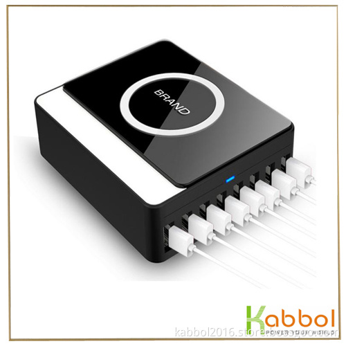 60W/12A 5V QI Wireless Charger Charging Pad +USB Charger 8 Port Fast USB Desktop Charger